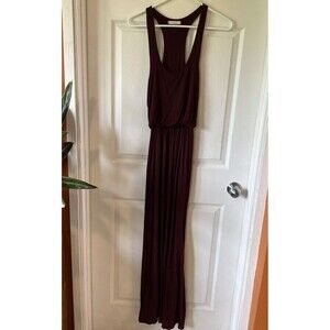 Lush Maxi Dress Sleeveless Surplice Neckline Pleated Plum Deep V Neck Purple S